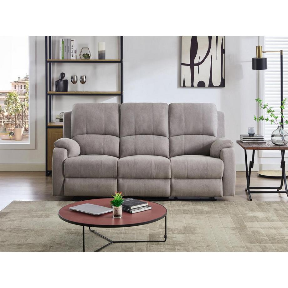 Vente-unique Canapé 3 places relax en microfibre gris clair BRODY  