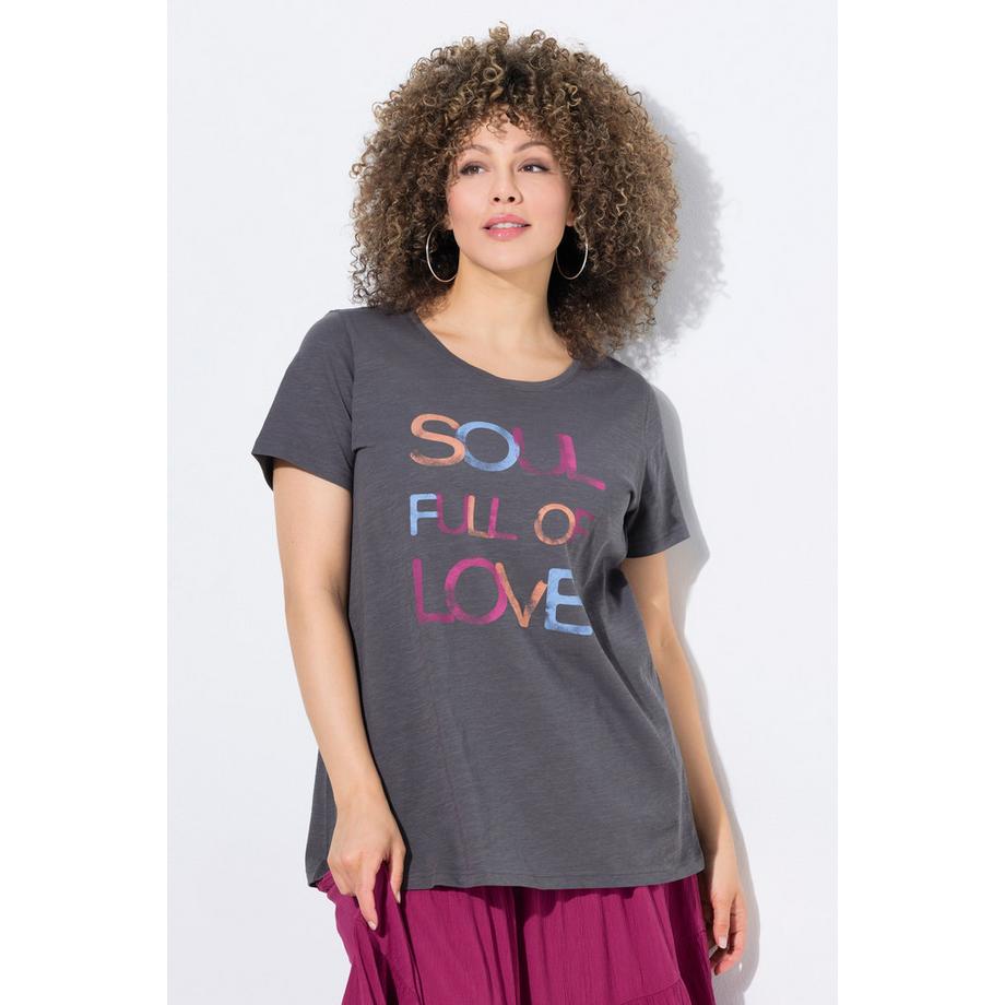 Ulla Popken T-shirt Classica Girocollo Mezza Manica con Scritta  