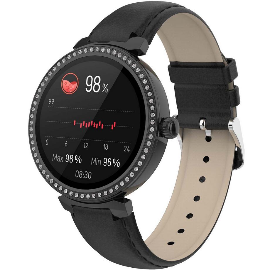 DENVER  Montre intelligente Bluetooth SWC-342B avec capteur de fréquence cardiaque et d'oxygène dans le sang 