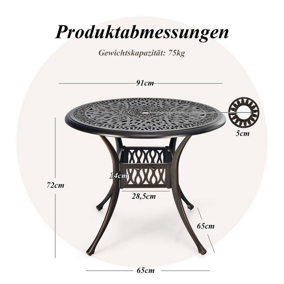 Northix Table de patio avec trou pour parasol  