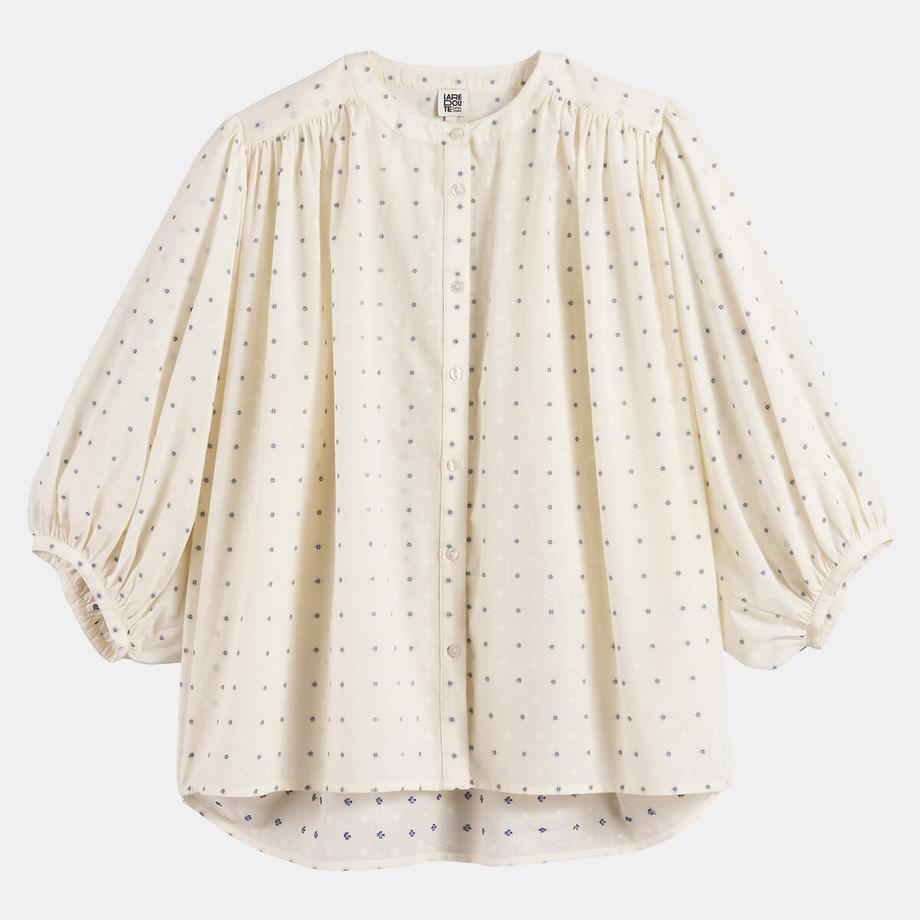 La Redoute Collections Oversize Bestickte Baumwollbluse mit Mao-Kragen  