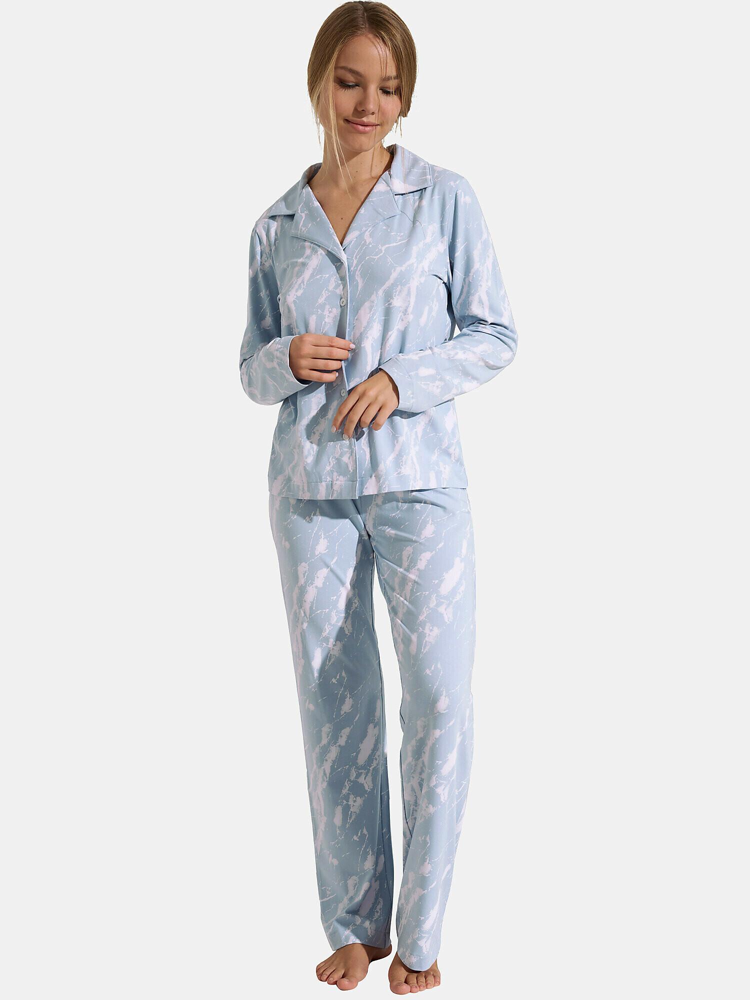 Image of Pyjama Hose Hemd Langarm Naomi Unisex Himmelblau M