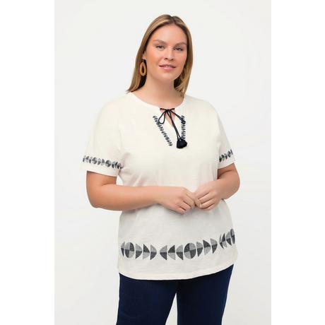 Ulla Popken  T-Shirt, Stickerei, Oversized, Tunika-Ausschnitt, Halbarm 