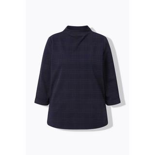 Ulla Popken Punto Quadri Glitter Collo Alto Maniche 3/4 Felpa  