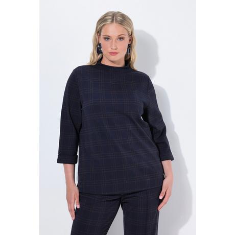 Ulla Popken Punto Quadri Glitter Collo Alto Maniche 3/4 Felpa  