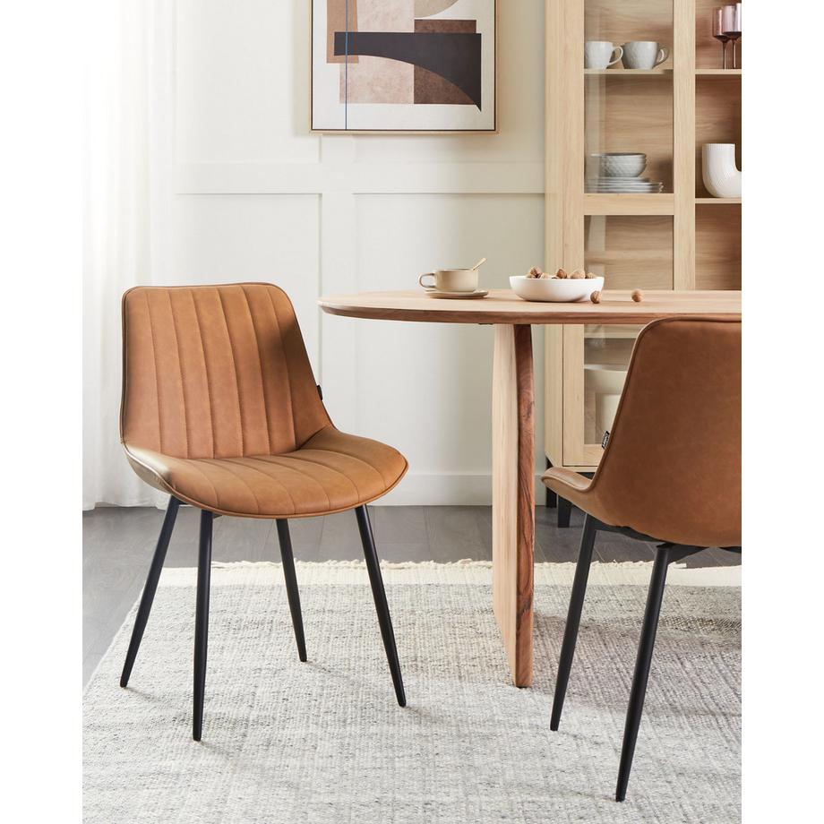 Beliani Lot de 2 chaises de salle à manger en Cuir PU  DUBROVNIK  