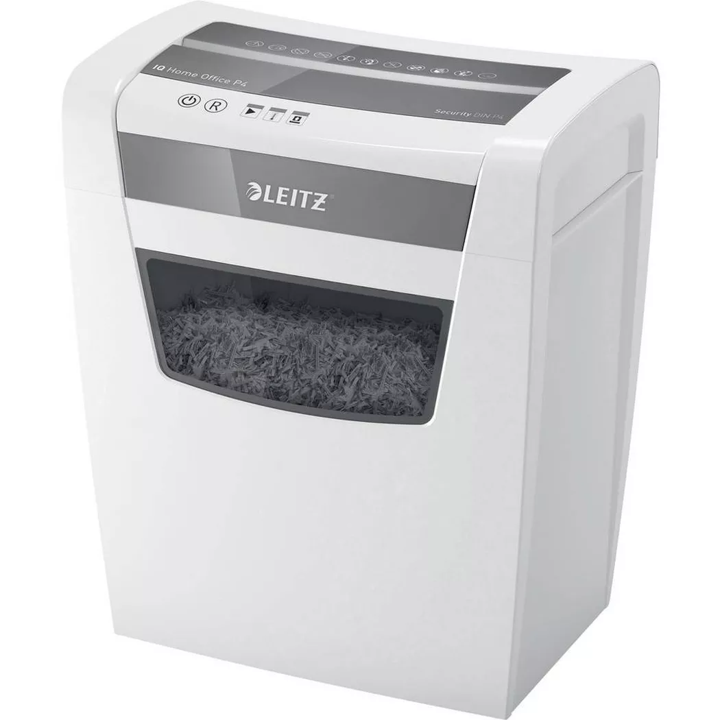 Leitz – Aktenvernichter Partikelschnitt 4 x 28 mm 23 l, Weiss Bunt