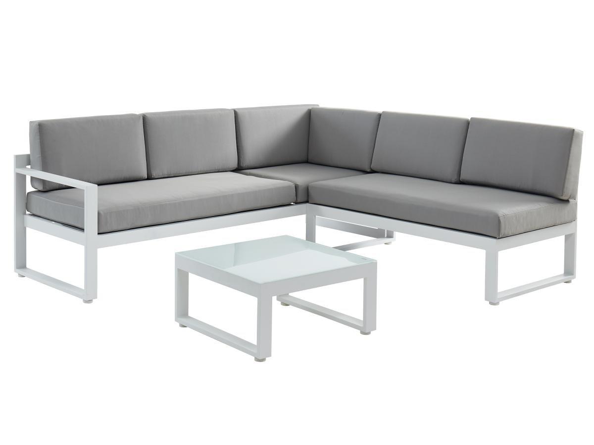 Image of Garten-Sitzgruppe: Couchtisch + 6-Sitzer-Ecksofa verstellbar - Aluminium - Grau - PALAOS II von MYLIA Garten-Sitzgruppe: Couchtisch + 6-Sitzer-Ecksofa verstellbar - Aluminium - Grau - PALAOS II von MYLIA