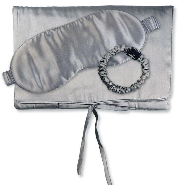 Image of Travel Set Beauty S Tasche, Schlafmaske & Scrunchie S Aus Seide Damen Grau S