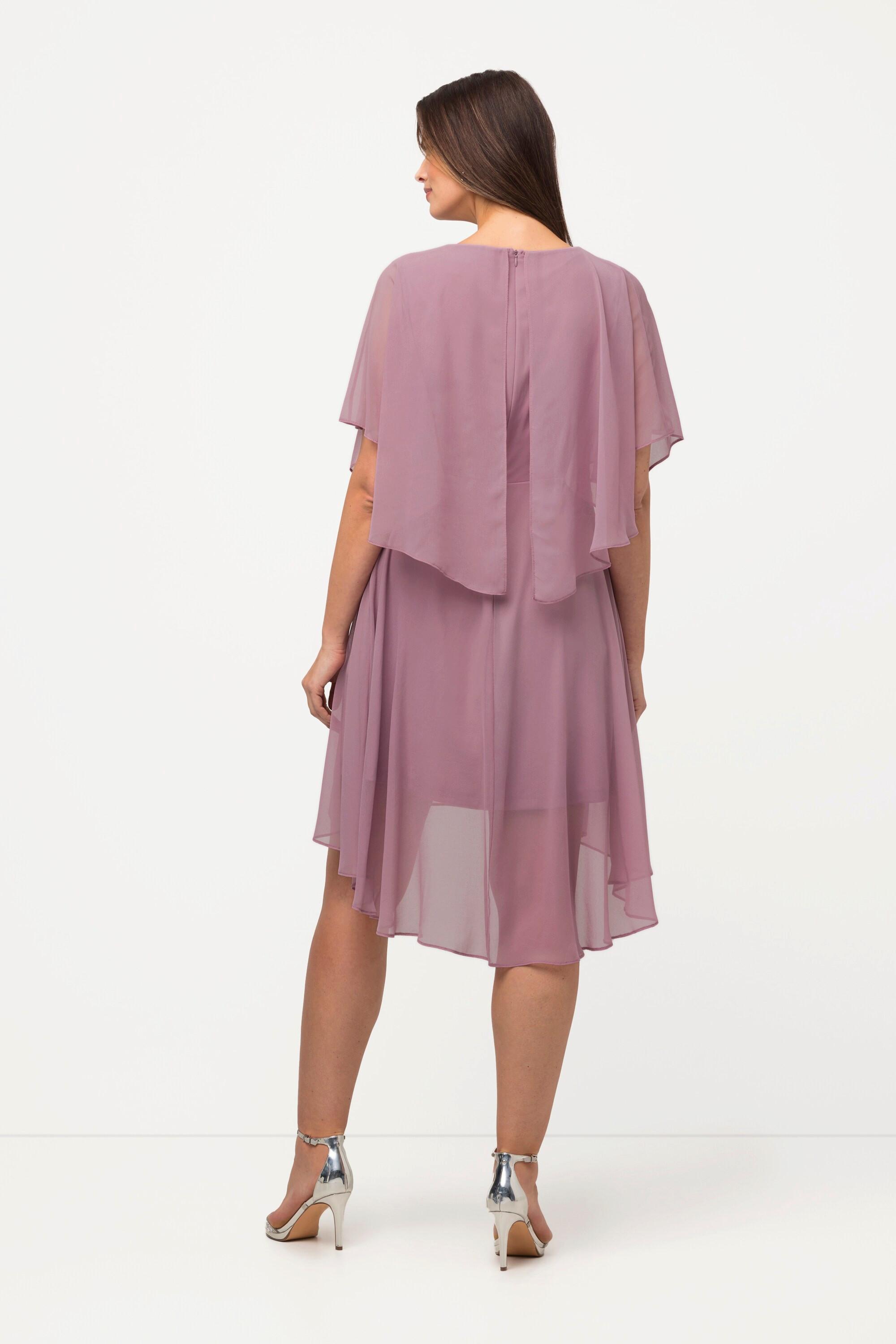 Ulla Popken  Abito da sera in chiffon con scollo a V, mezze maniche e sottoveste 