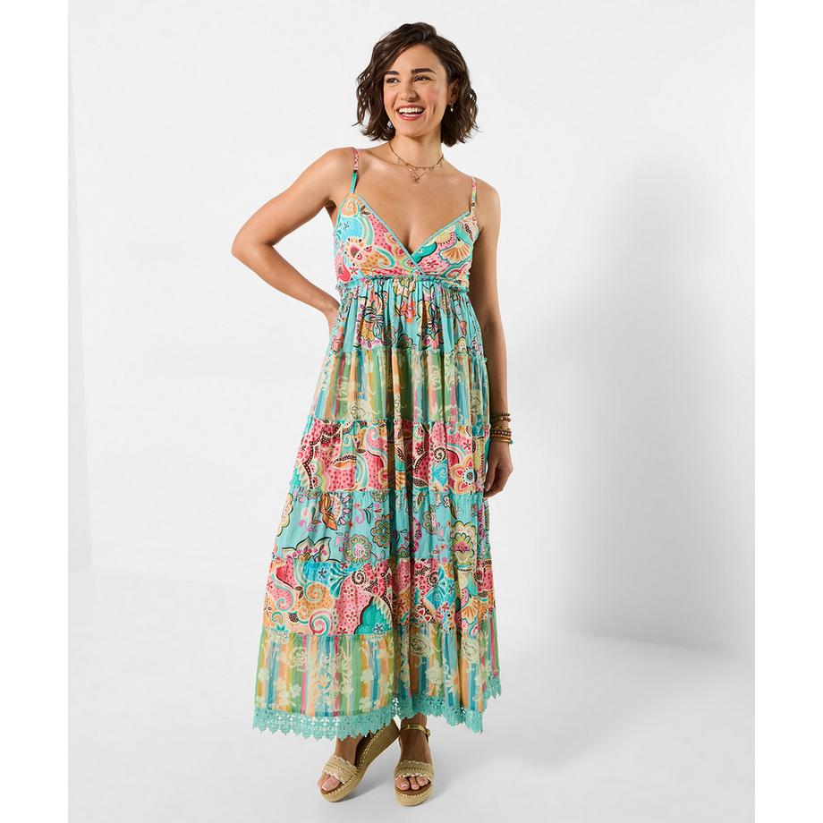 Maxikleid mit Paisley- und Blumenprint