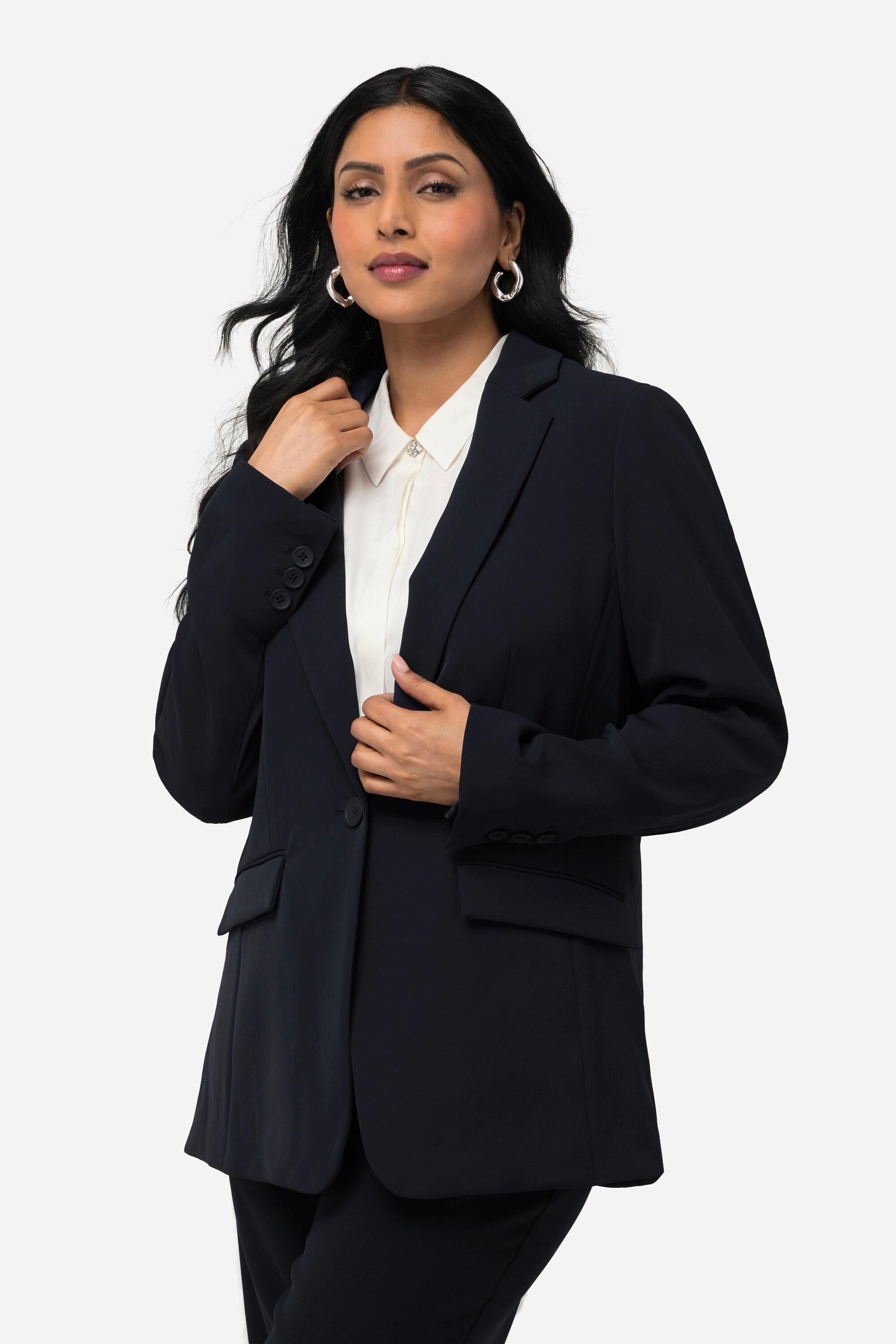 Ulla Popken  Blazer, Acetat, Reverskragen, Knopfverschluss 