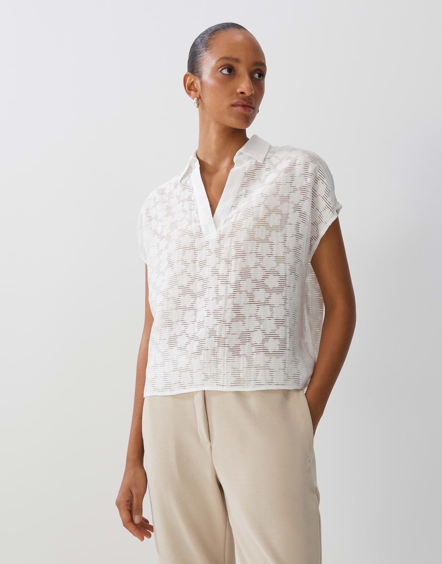 Image of Kurzarmbluse Zlumea Gerader Schnitt Damen Elfenbein 40