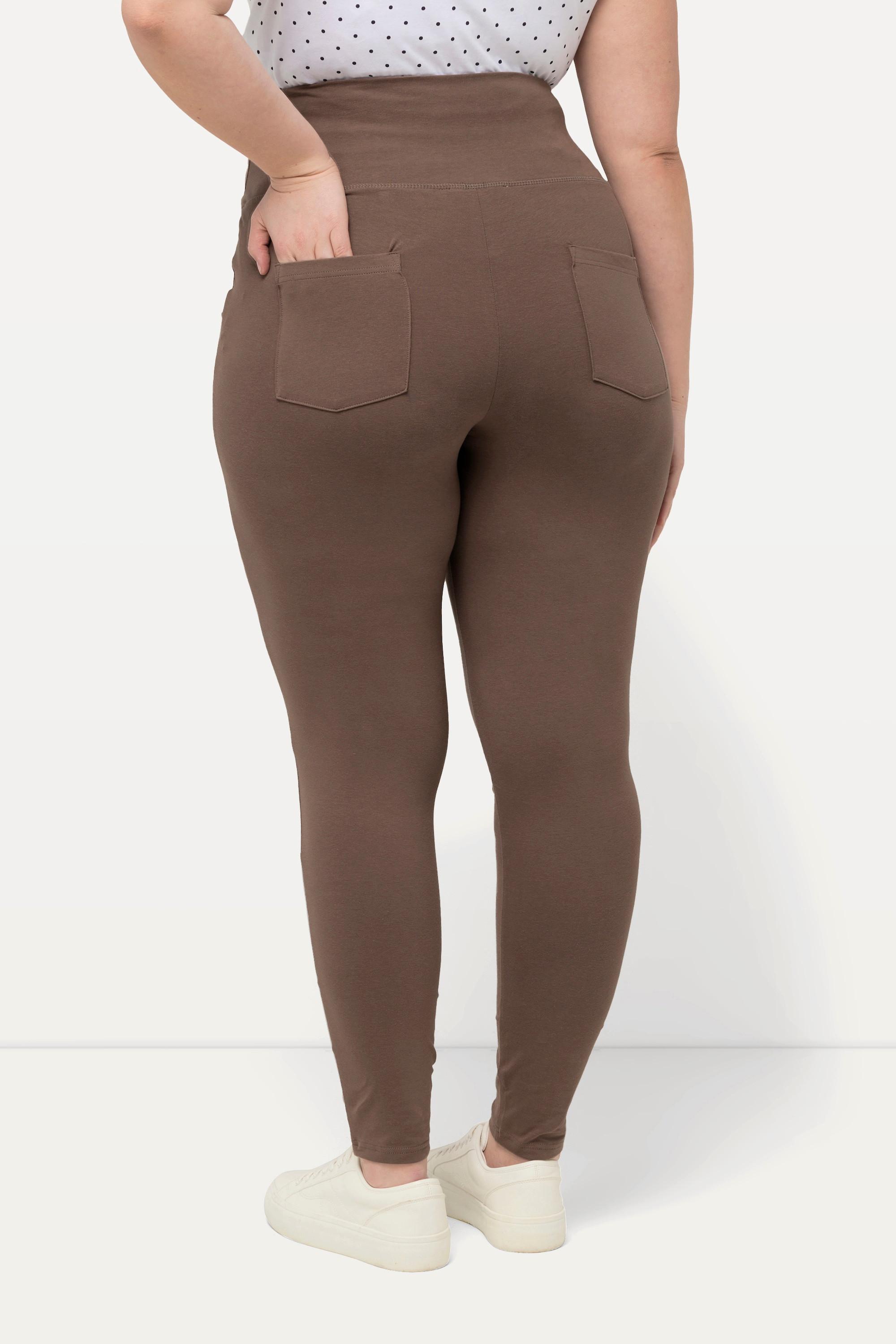 Ulla Popken  Leggings Bellieva in cotone biologico GOTS con taglio aderente e alta fascia elastica 