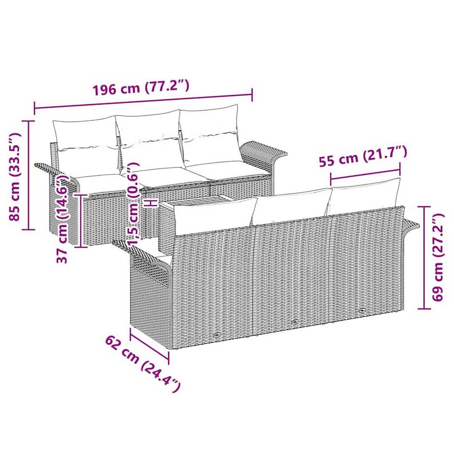 VidaXL Divano da giardino Polyrattan  