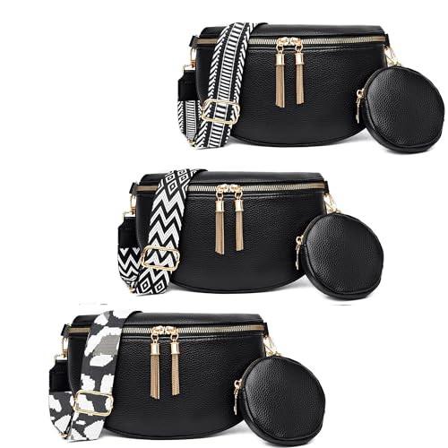 Image of Kleine Gürteltasche Stylish Mit 3 Schulterriemen Herren Schwarz