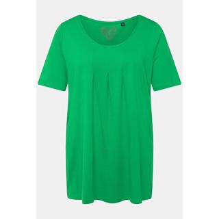 Ulla Popken  T-Shirt, Zierfalten, A-Linie, Rundhals, Halbarm, Modal 