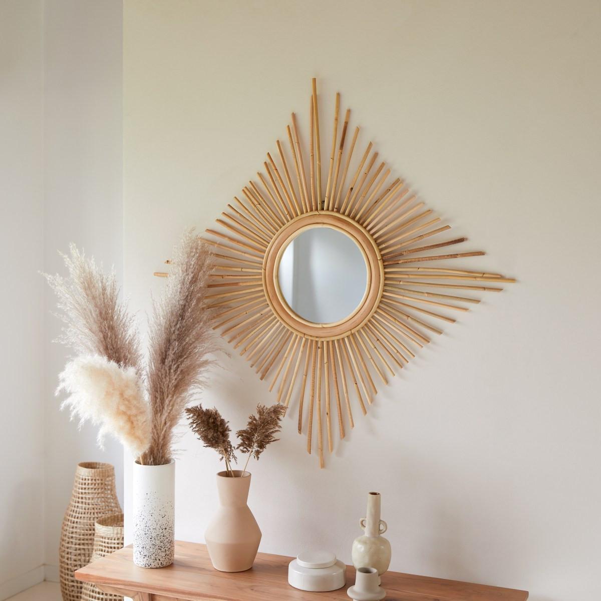 Tikamoon Miroir en rotin naturel 80 cm Isidore  