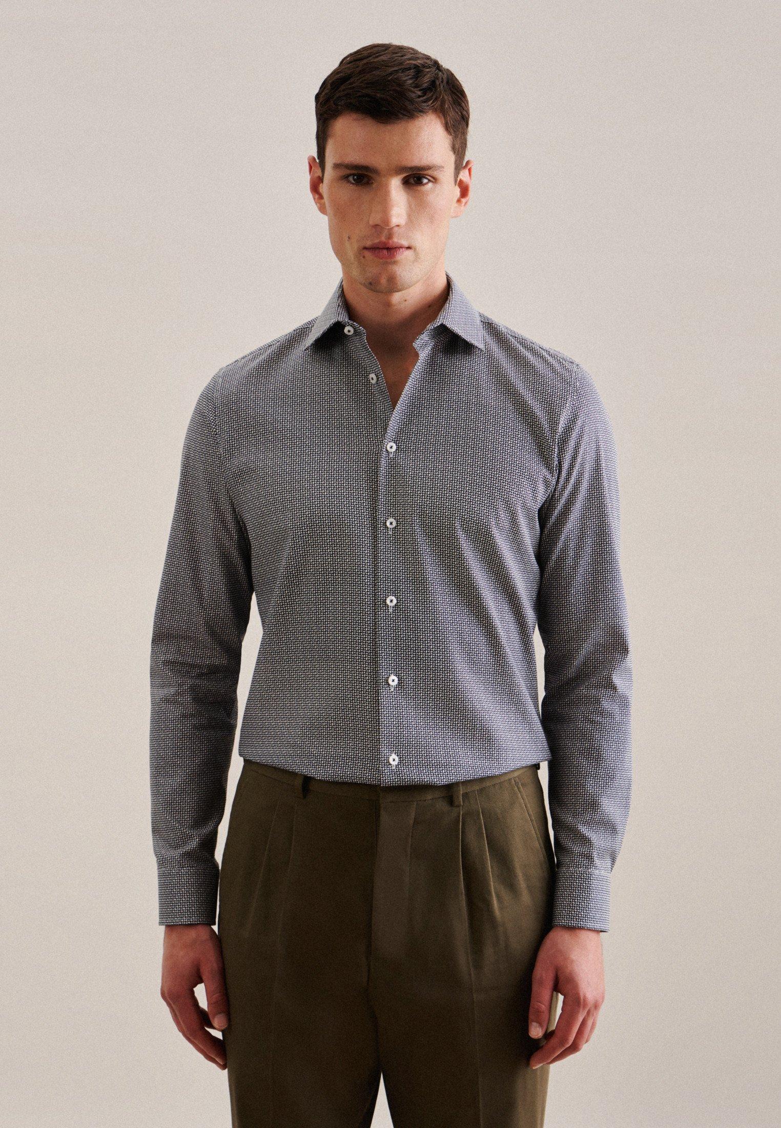 Image of Business Hemd X-slim Fit Langarm Druck Herren Grün 39