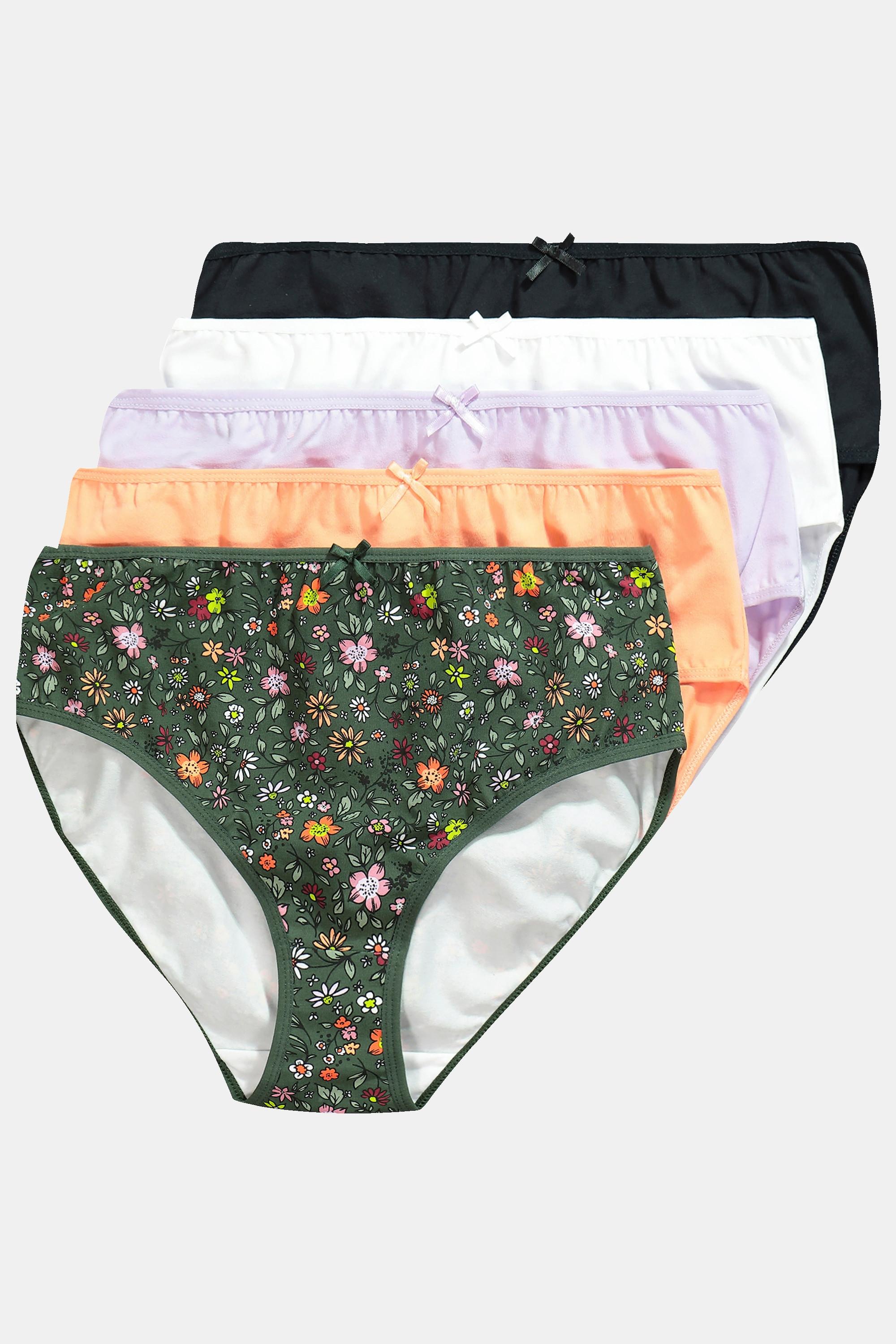 Ulla Popken  Culottes midi en lot de 5, motif à fleurs/uni 