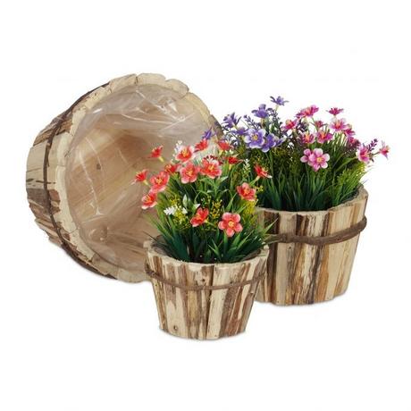 B2X Pot de fleur en bois en 3 tailles  