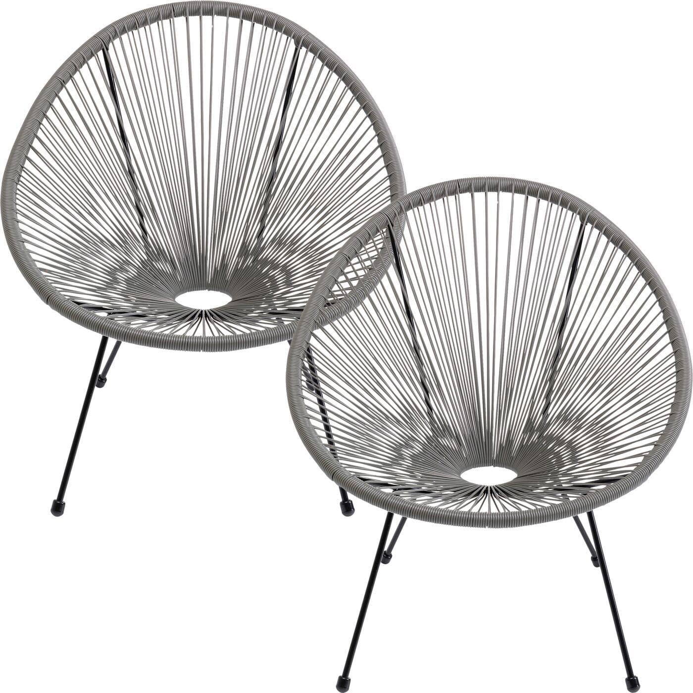 KARE Design Fauteuil Acapulco gris (lot de 2)  