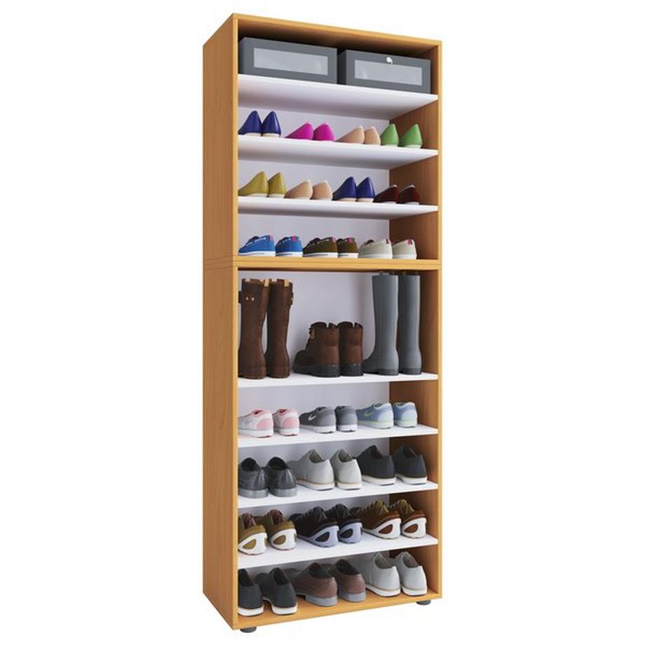 VCM XXL bois Grande armoire à chaussures Étagère à chaussures Grande botte Meuble d'entrée Lona 9 compartiments  