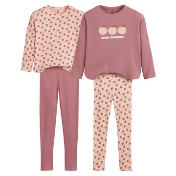 2er-Pack gerippte Pyjamas mit Apfelmuster