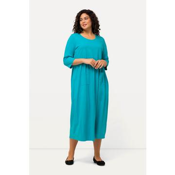 Robe en jersey, silhouette en A, couture empire, col rond, manches 3/4