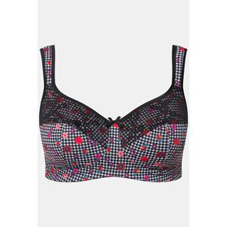 Ulla Popken  Reggiseno sostenitivo con pizzo, pied-de-poule e coppa C-E 