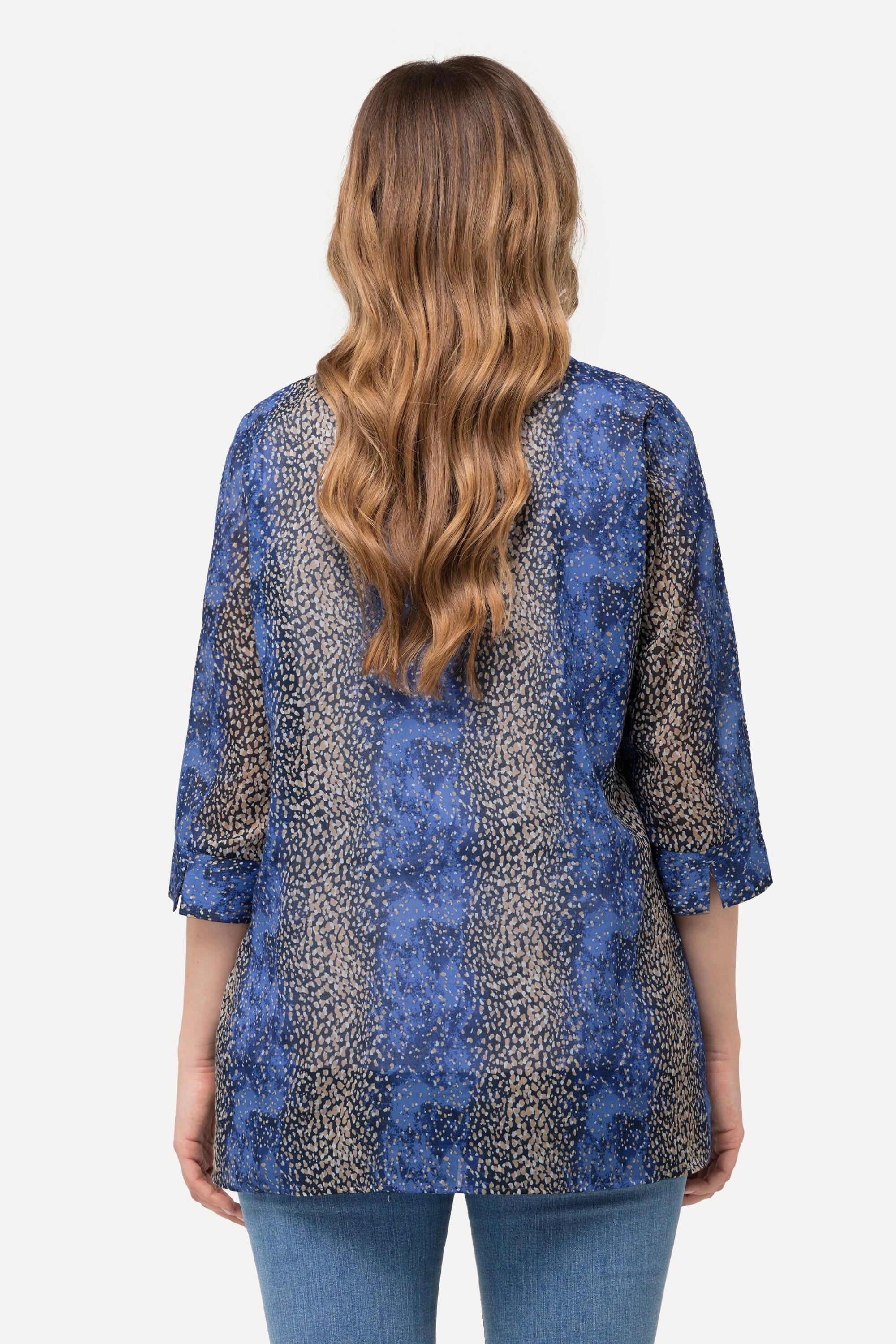 Ulla Popken Blusa Pois Righe Linea A Scollo Tunica Maniche 3/4  