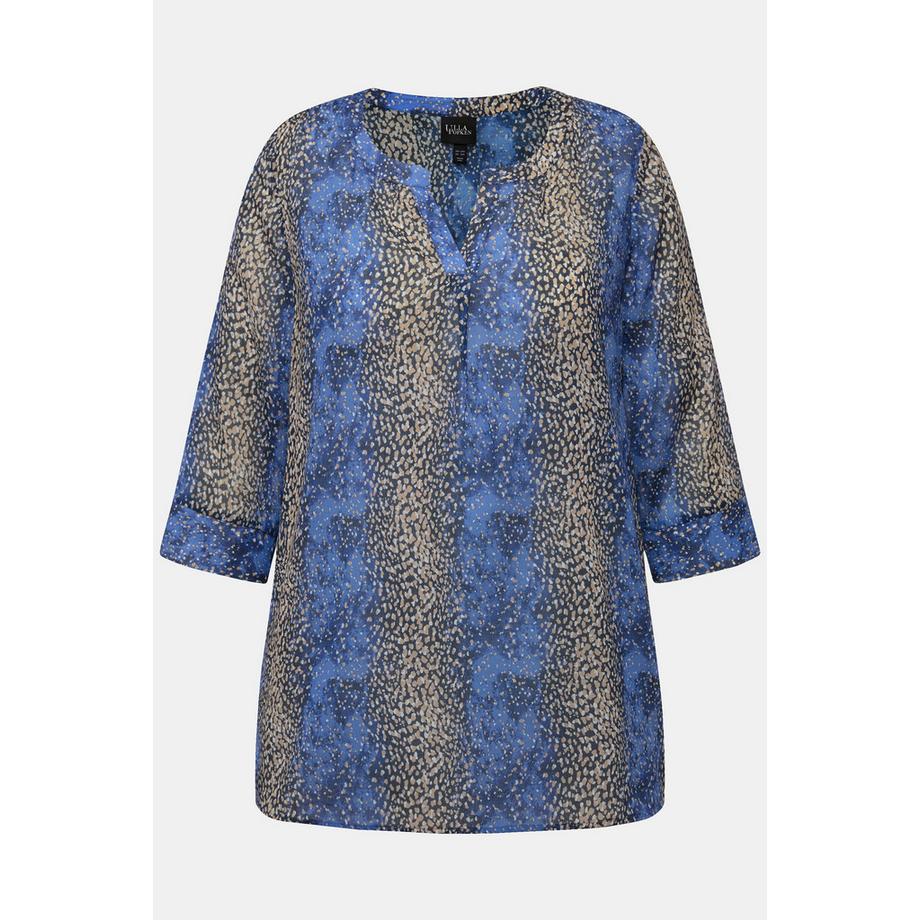 Ulla Popken Bluse Punkte Streifen A Linie Tunika Ausschnitt 3/4 Arm  