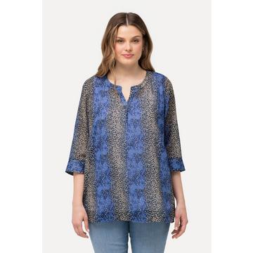 Blusa dal taglio svasato con righe, scollo a tunica e maniche a 3/4