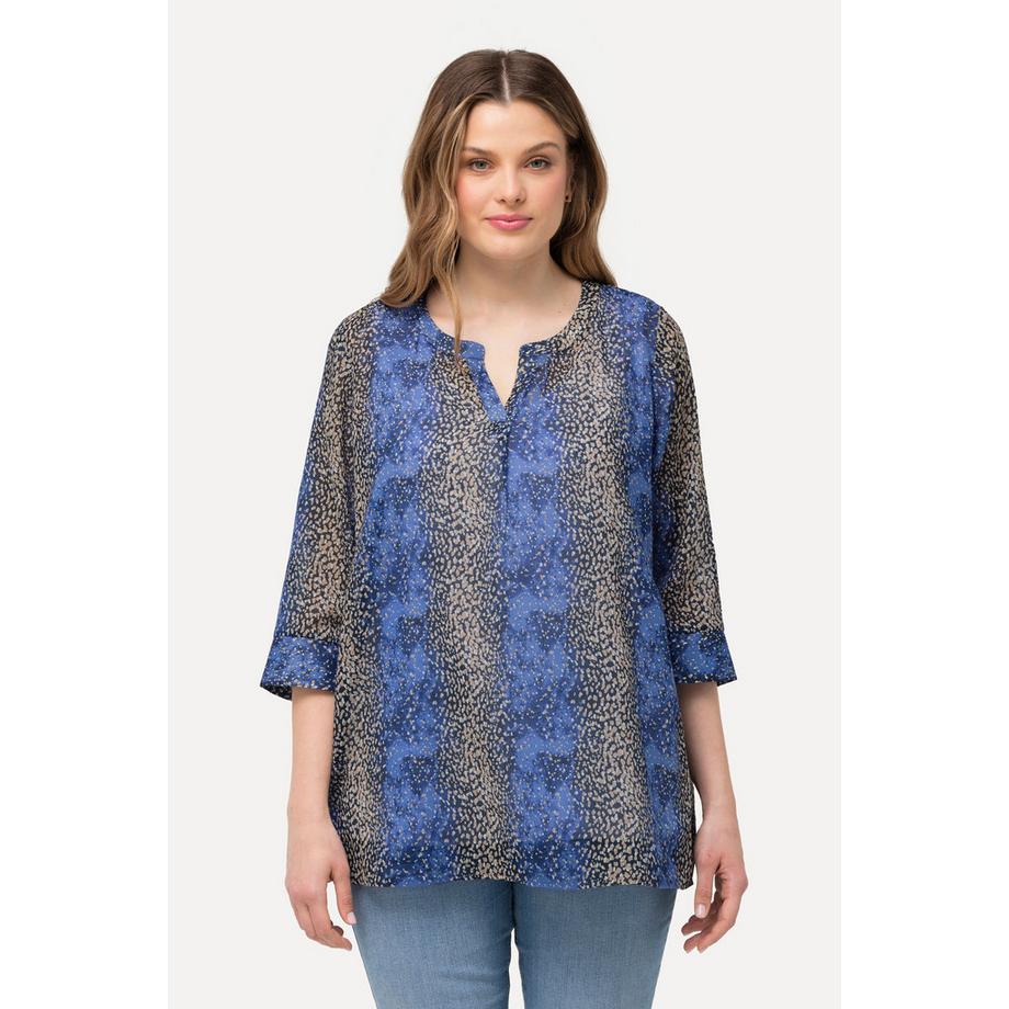 Ulla Popken Bluse Punkte Streifen A Linie Tunika Ausschnitt 3/4 Arm  