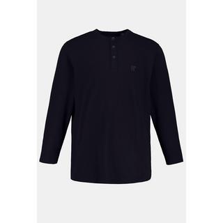 JP1880  T-shirt JP 1880 Henley Basic, manches longues et patte de boutonnage marine foncé 