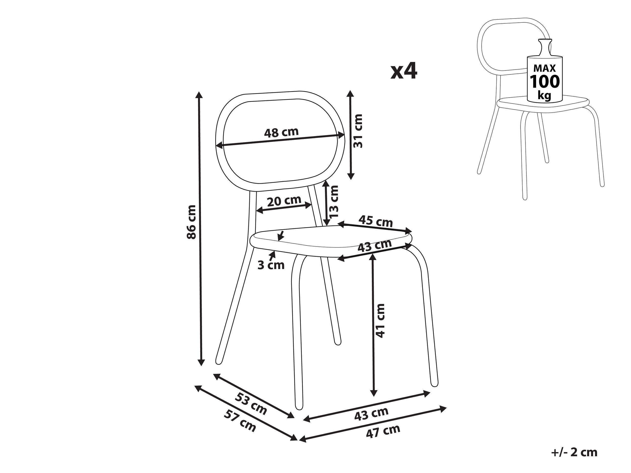 Beliani Set di 4 sedie da giardino en Rattan sintetico Boho PRATELLO  