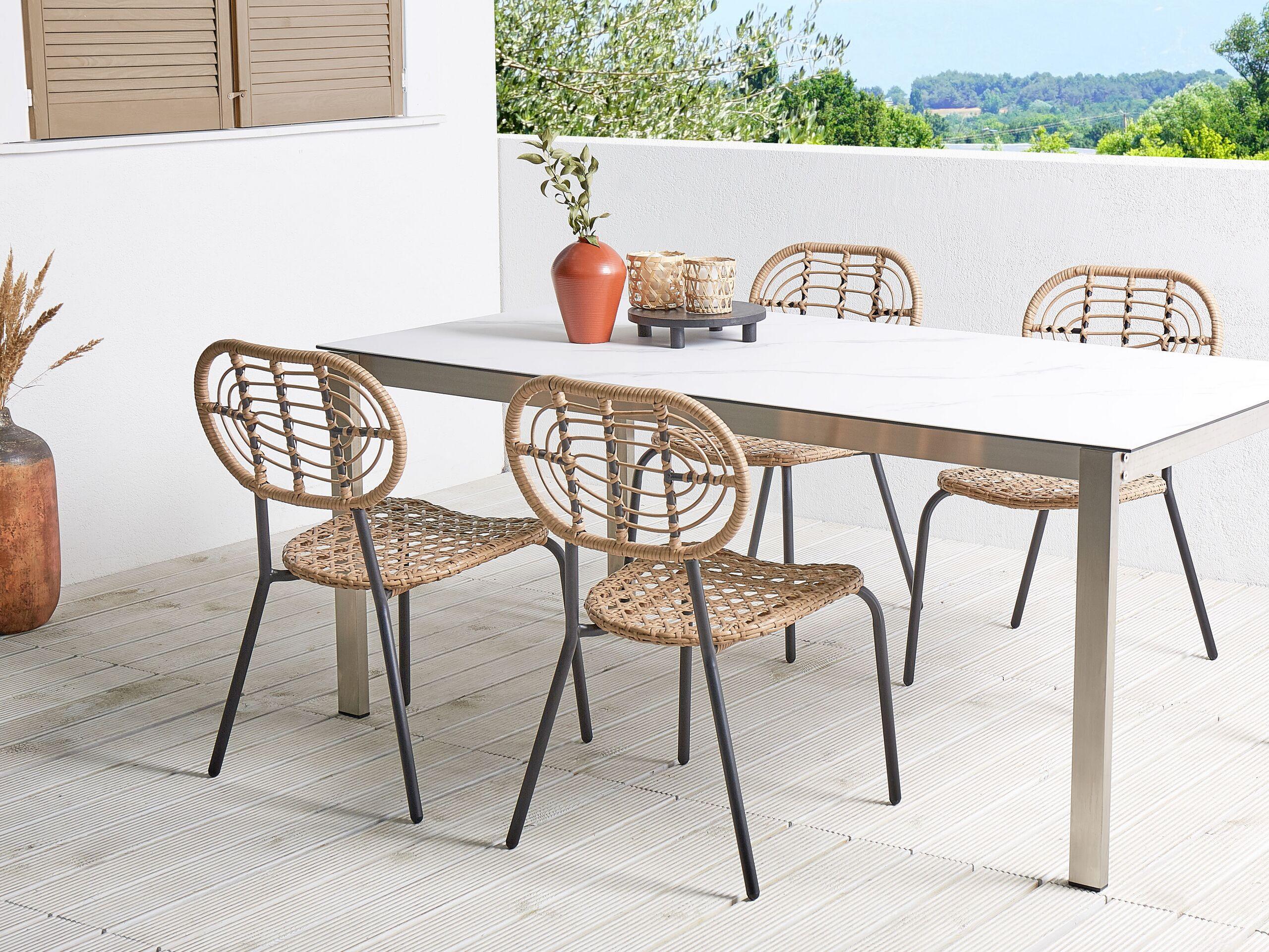 Beliani Set di 4 sedie da giardino en Rattan sintetico Boho PRATELLO  