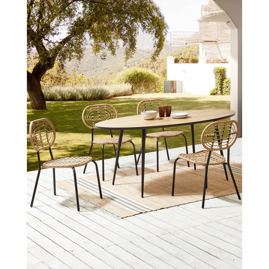 Beliani Lot de 4 chaises de jardin en Polyrotin Boho PRATELLO  