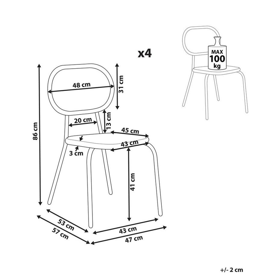 Beliani Lot de 4 chaises de jardin en Polyrotin Boho PRATELLO  