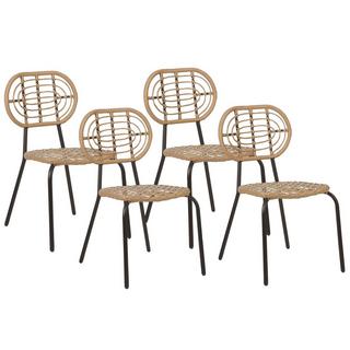 Beliani Lot de 4 chaises de jardin en Polyrotin Boho PRATELLO  