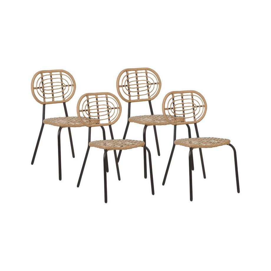 Beliani Lot de 4 chaises de jardin en Polyrotin Boho PRATELLO  