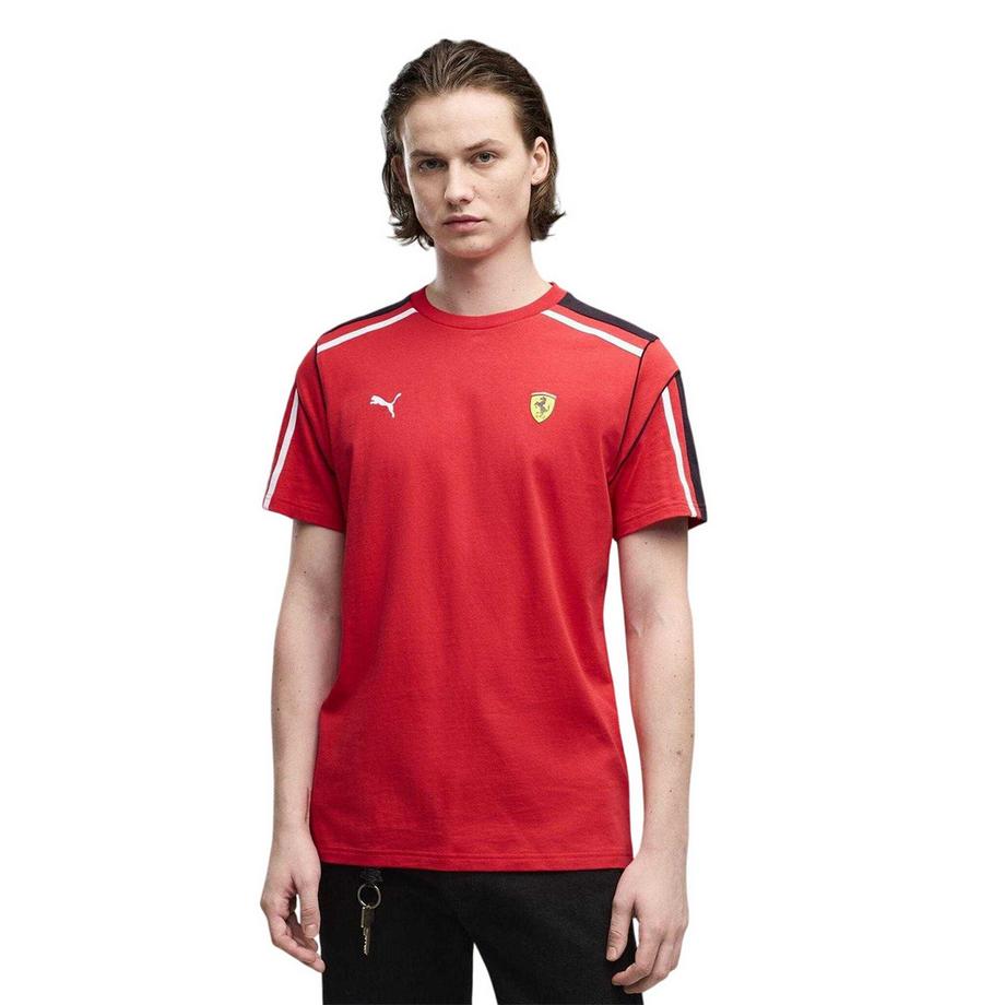 Ferrari Maglietta con logo e dettaglio a righe  