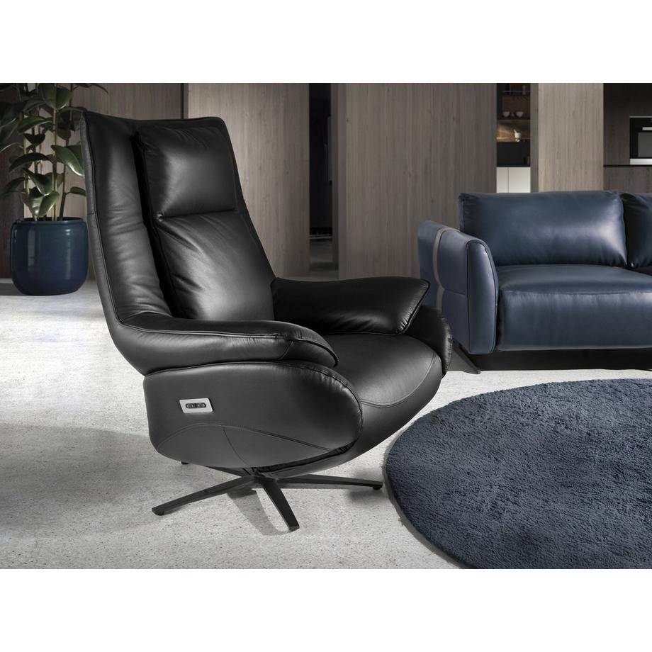 ANGEL CERDA Fauteuil pivotant en cuir noir  