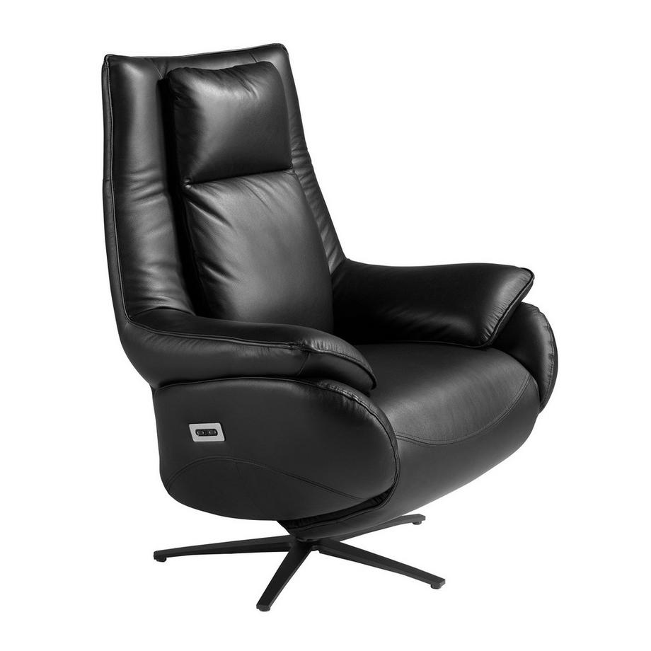 ANGEL CERDA Fauteuil pivotant en cuir noir  