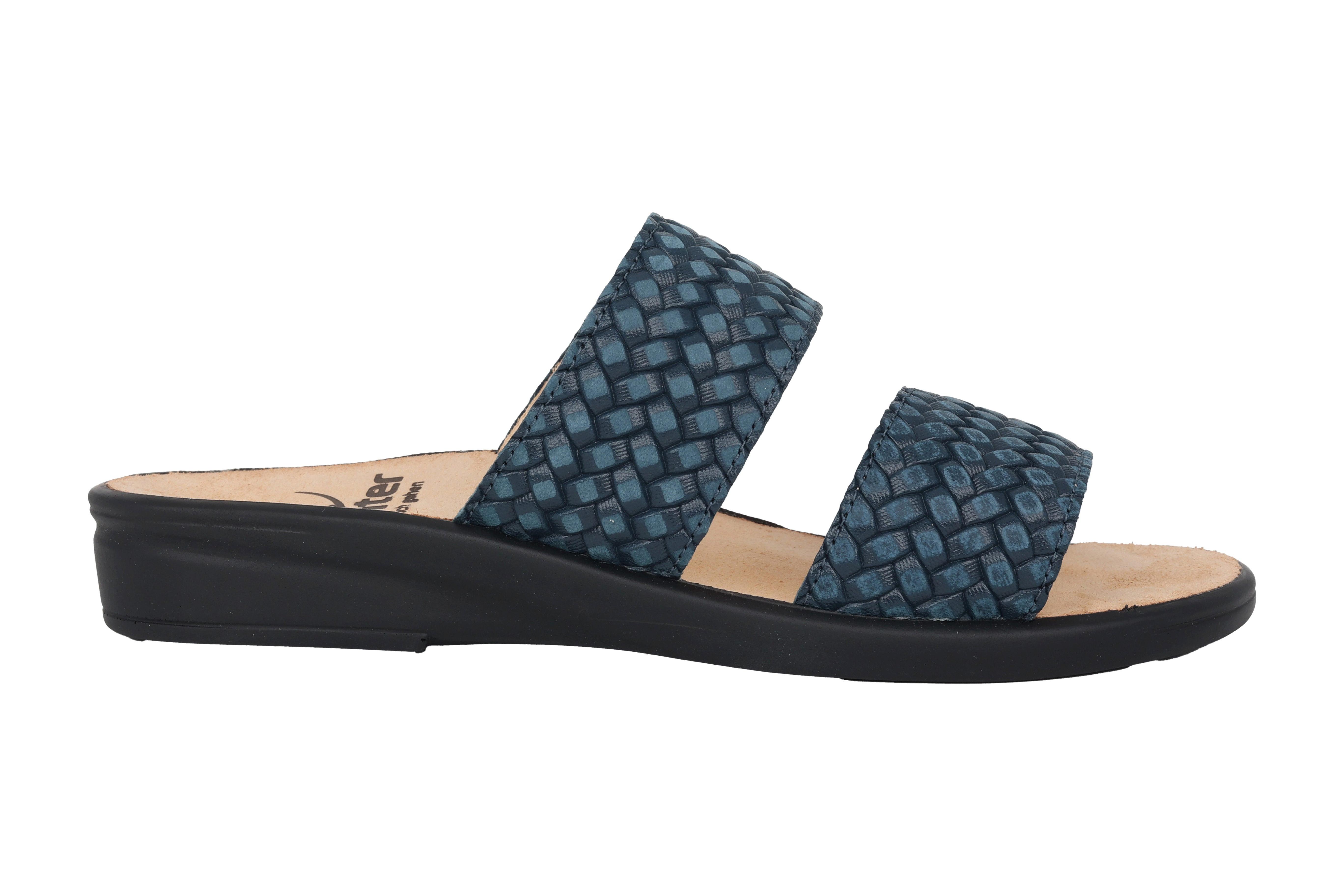 Image of Sonnica - Leder Sandale Damen Blau 37