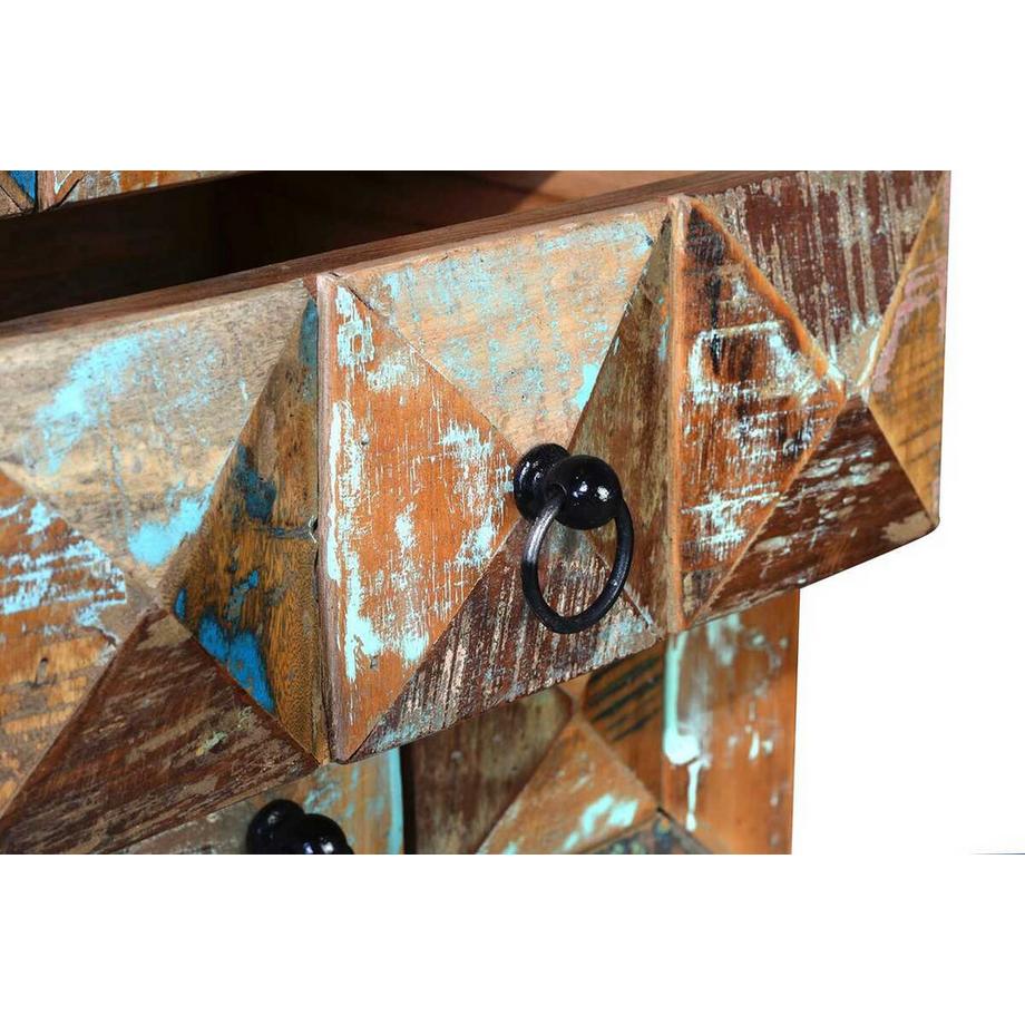 mutoni Comodino Diamond in legno riciclato multicolore  