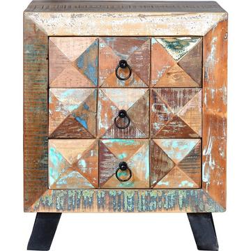 Table de chevet Diamond bois recyclé multicolore