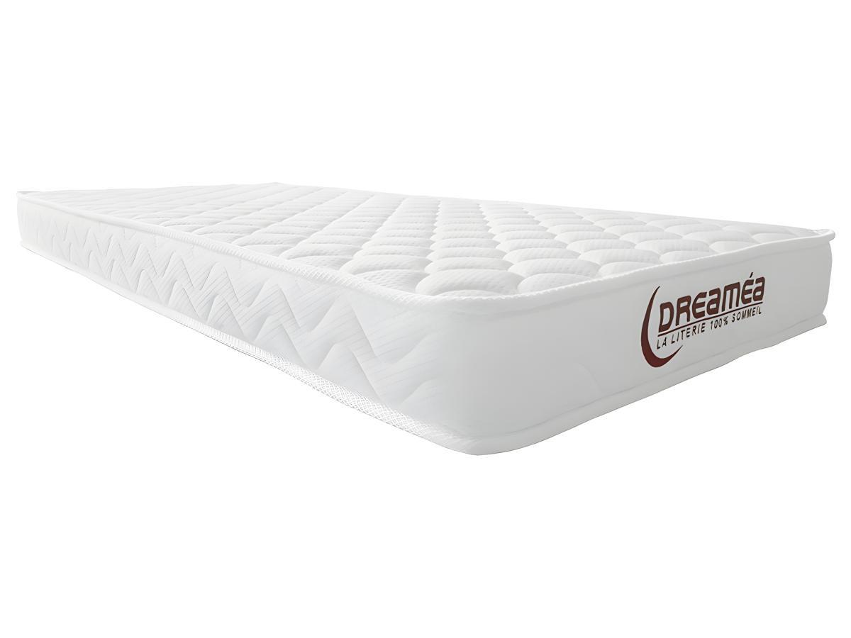 Vente-unique Ensemble 90 x 190 cm sommier coffre blanc + matelas mémoire de forme ép.15cm - PELOPS de DREAMEA  