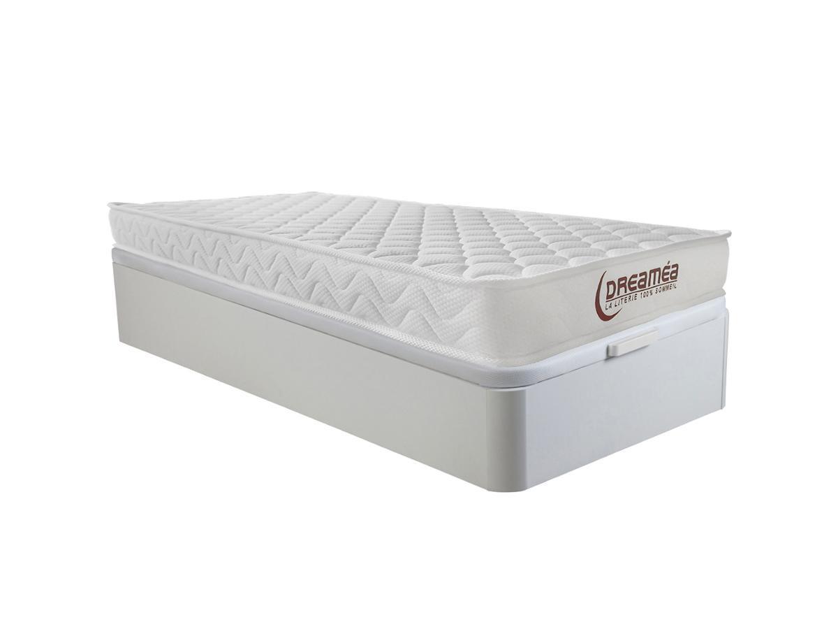 Vente-unique Ensemble 90 x 190 cm sommier coffre blanc + matelas mémoire de forme ép.15cm - PELOPS de DREAMEA  