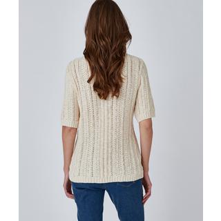 Damart  Pull effet crochet fil ruban effet crochet, plastron fantaisie féminin, col rond. 